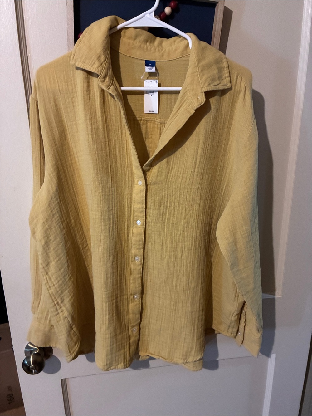 New WitnTags Lightweight Button-Front Shirt Jacket in Mustard Yellow